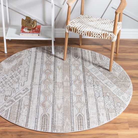 Rug Unique Loom Portland Tan Round 7' 0 x 7' 0