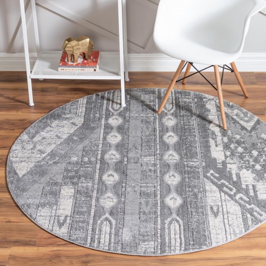 Rug Unique Loom Portland Gray Round 7' 0 x 7' 0