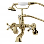 Kingston Brass Vintage Adjustable Center Wall Mount Tub Faucet, Polished Brass