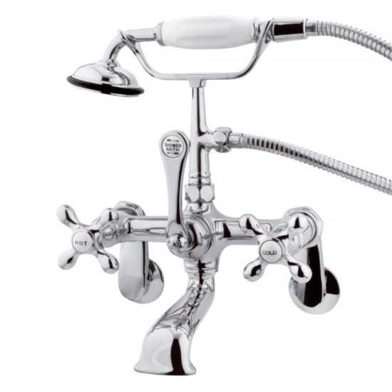 Kingston Brass Vintage Adjustable Center Wall Mount Tub Faucet, Polished Chrome