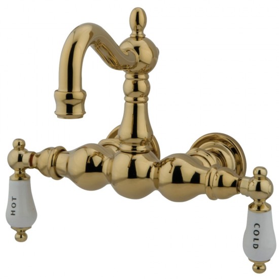 Kingston Brass Vintage 3-3/8-Inch Wall Mount Tub Faucet, Polished Brass