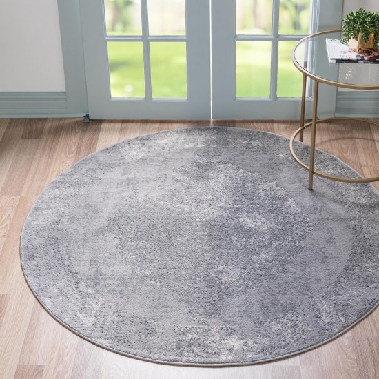 Rug Unique Loom Portland Light Gray Round 5' 0 x 5' 0