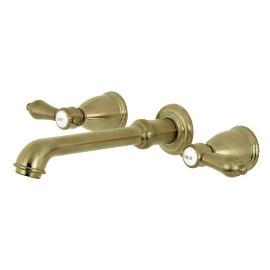 Kingston Brass Heirloom 2-Handle Wall Mount Roman Tub Faucet, Brushed Brass