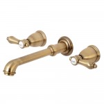 Kingston Brass Heirloom 2-Handle Wall Mount Roman Tub Faucet, Antique Brass