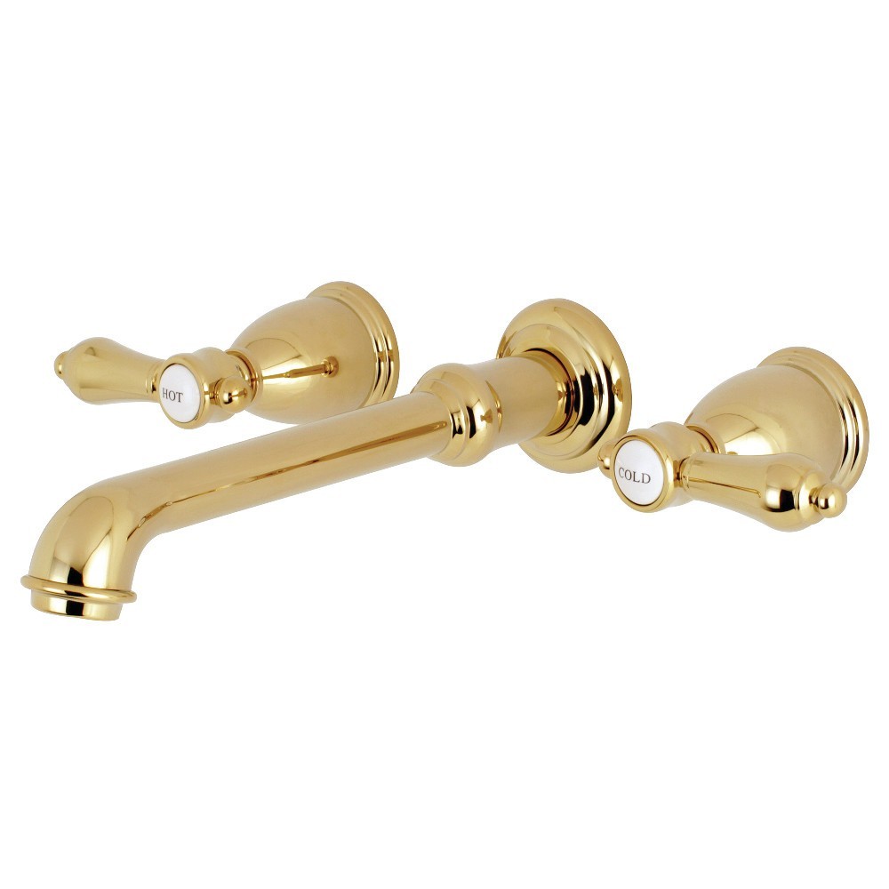 Kingston Brass Heirloom 2-Handle Wall Mount Roman Tub Faucet, Polished Brass