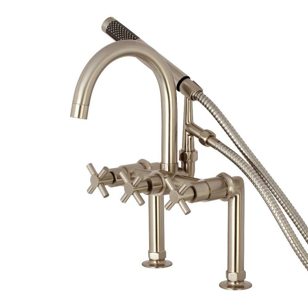 Aqua Vintage Concord 7-Inch Deck Mount Clawfoot Tub Faucet, Brushed Nickel