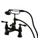 Kingston Brass Heritage Deck Mount Tub Faucet with Hand Shower, Oil Rubbed Bronze