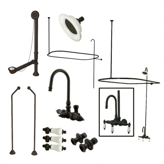 Kingston Brass Vintage Gooseneck Clawfoot Tub Faucet Package, Oil Rubbed Bronze