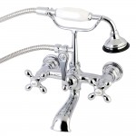 Kingston Brass Aqua Vintage 7-Inch Wall Mount Tub Faucet with Hand Shower, Polished Chrome