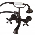 Kingston Brass Aqua Vintage 7-Inch Wall Mount Tub Faucet with Hand Shower, Oil Rubbed Bronze