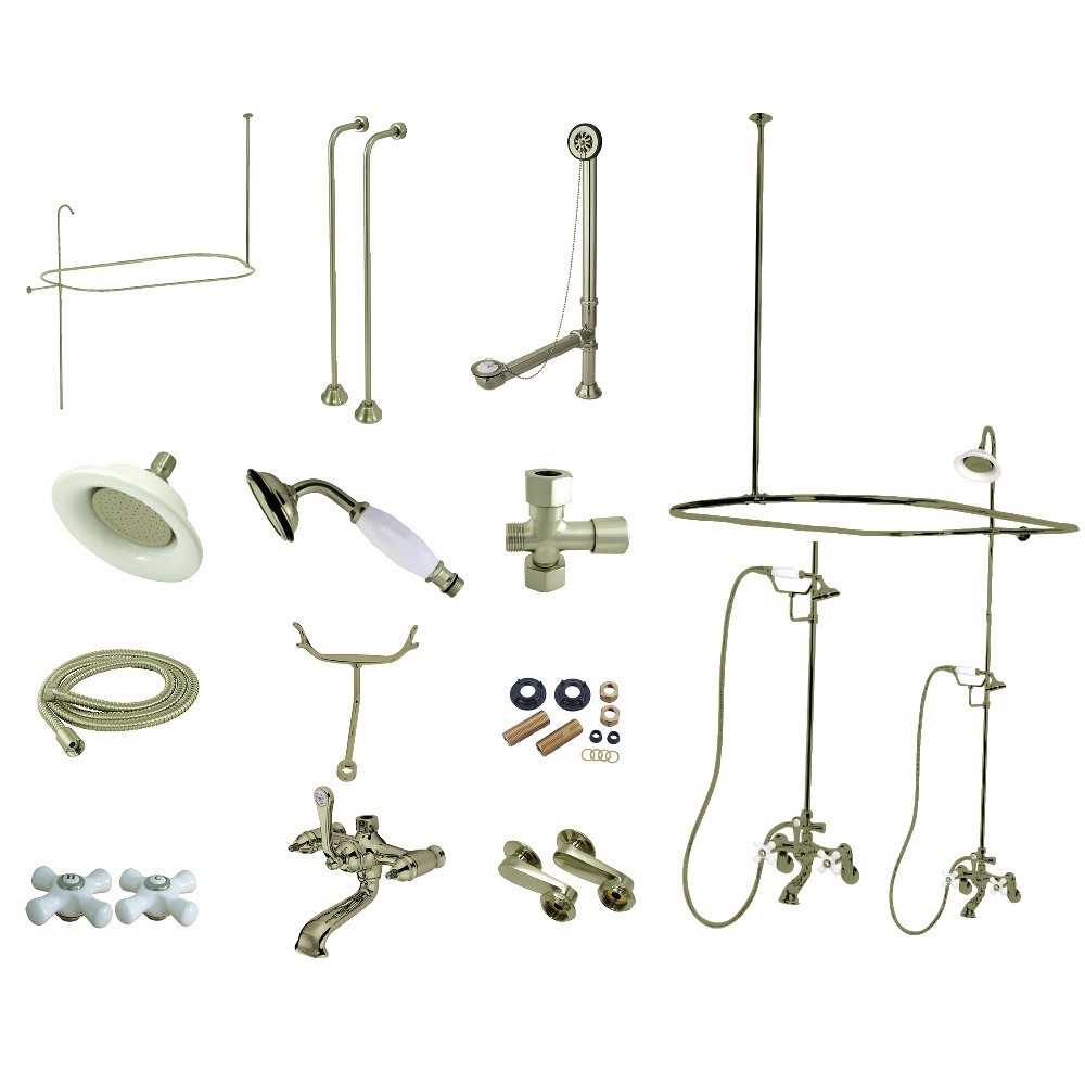 Kingston Brass Vintage Clawfoot Tub Faucet Package, Brushed Nickel Kingston Brass Vintage Clawfoot Tub Faucet Package, Brushed Nickel