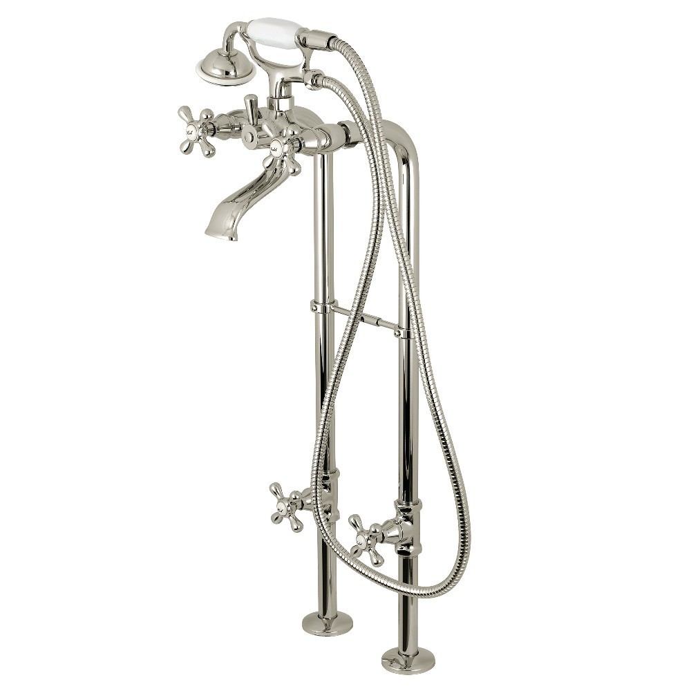 Kingston Brass Kingston Freestanding Tub Faucet with Supply Line and Stop Valve, Polished Nickel
