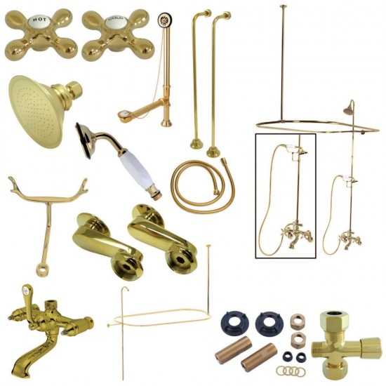 Kingston Brass Vintage Clawfoot Tub Faucet Package, Polished Brass