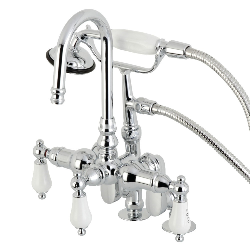 Kingston Brass Vintage Clawfoot Tub Faucet with Hand Shower, Polished Chrome