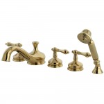 Kingston Brass Restoration Roman Tub Faucet with Hand Shower, Polished Brass