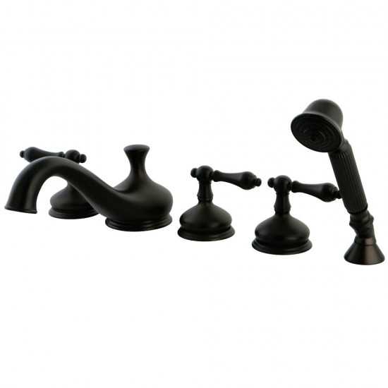 Kingston Brass Restoration Roman Tub Faucet with Hand Shower, Oil Rubbed Bronze