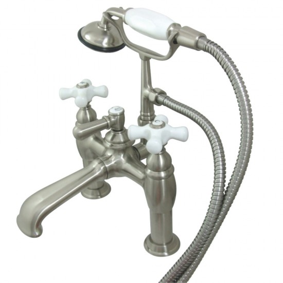 Kingston Brass  Vintage 7-Inch Deck Mount Tub Faucet with Hand Shower, Brushed Nickel