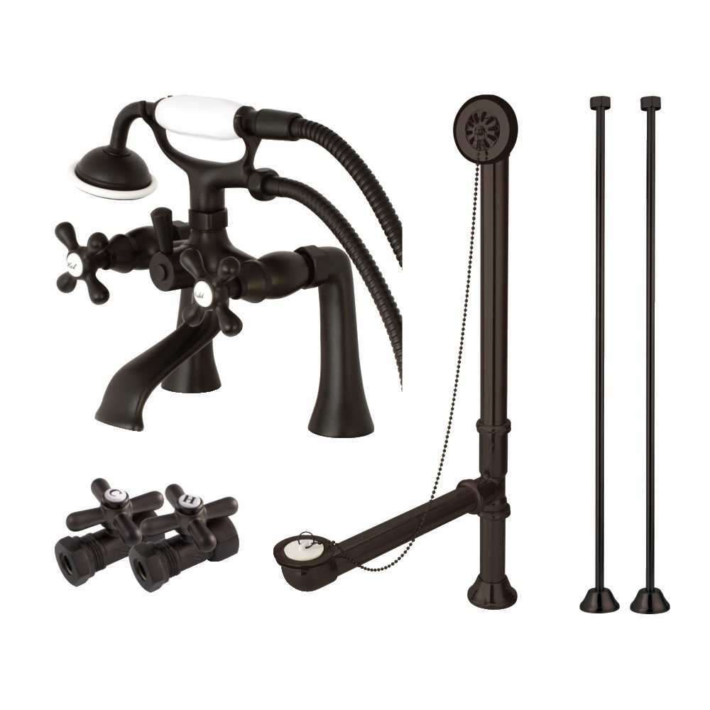 Kingston Brass Vintage Deck Mount Clawfoot Tub Faucet Package, Oil Rubbed Bronze