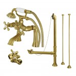 Kingston Brass Vintage Deck Mount Clawfoot Tub Faucet Package, Brushed Brass