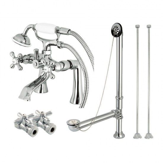 Kingston Brass Vintage Deck Mount Clawfoot Tub Faucet Package, Polished Chrome