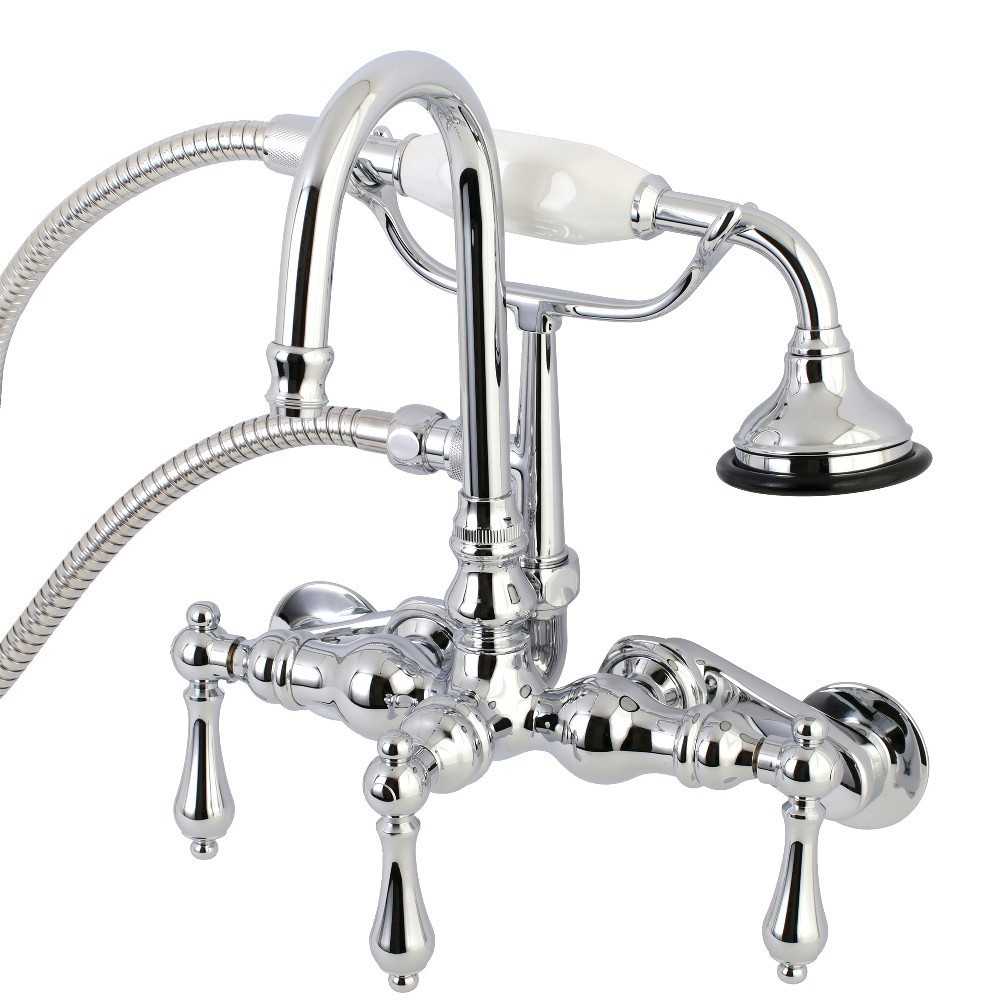 Kingston Brass Aqua Vintage Wall Mount Clawfoot Tub Faucets, Polished Chrome