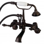 Kingston Brass Aqua Vintage 7-Inch Adjustable Wall Mount Tub Faucet with Hand Shower, Oil Rubbed Bronze