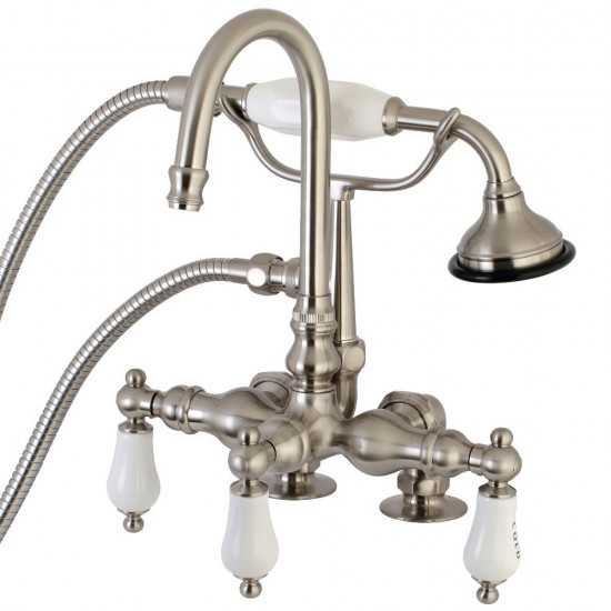 Aqua Vintage Vintage Clawfoot Tub Faucet with Hand Shower, Brushed Nickel