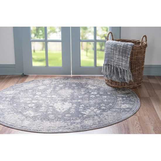 Rug Unique Loom Portland Gray Round 5' 0 x 5' 0