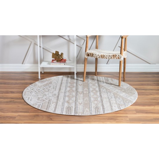Rug Unique Loom Portland Tan Round 5' 0 x 5' 0