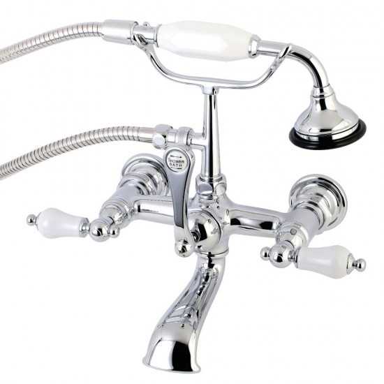 Kingston Brass Aqua Vintage 7-Inch Wall Mount Tub Faucet with Hand Shower, Polished Chrome