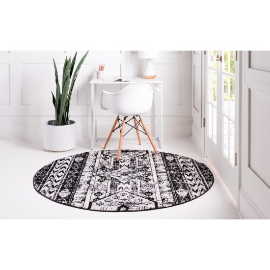 Rug Unique Loom Portland White Round 3' 0 x 3' 0