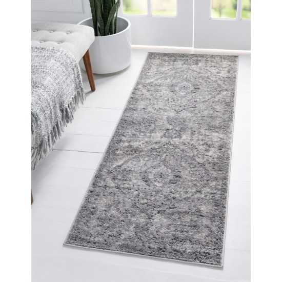 Rug Unique Loom Portland Light Gray Runner 2' 2 x 12' 0