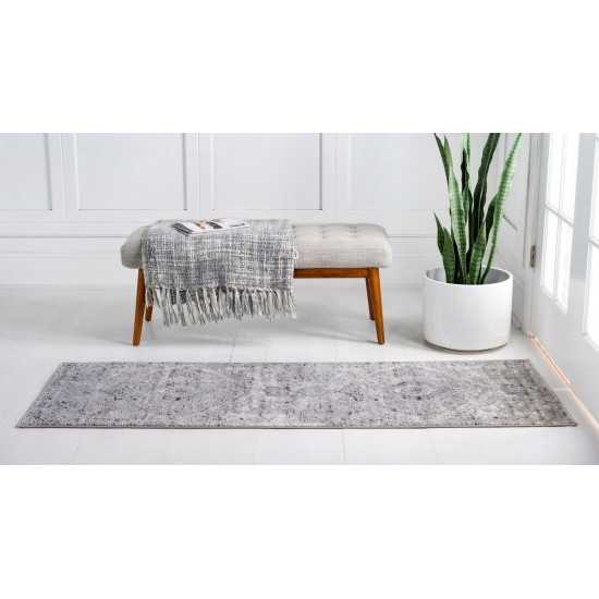 Rug Unique Loom Portland Light Gray Runner 2' 2 x 12' 0
