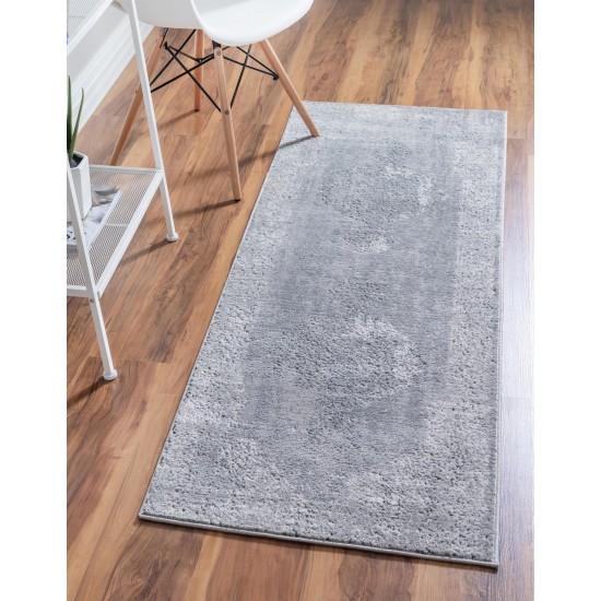 Rug Unique Loom Portland Light Gray Runner 2' 2 x 12' 0