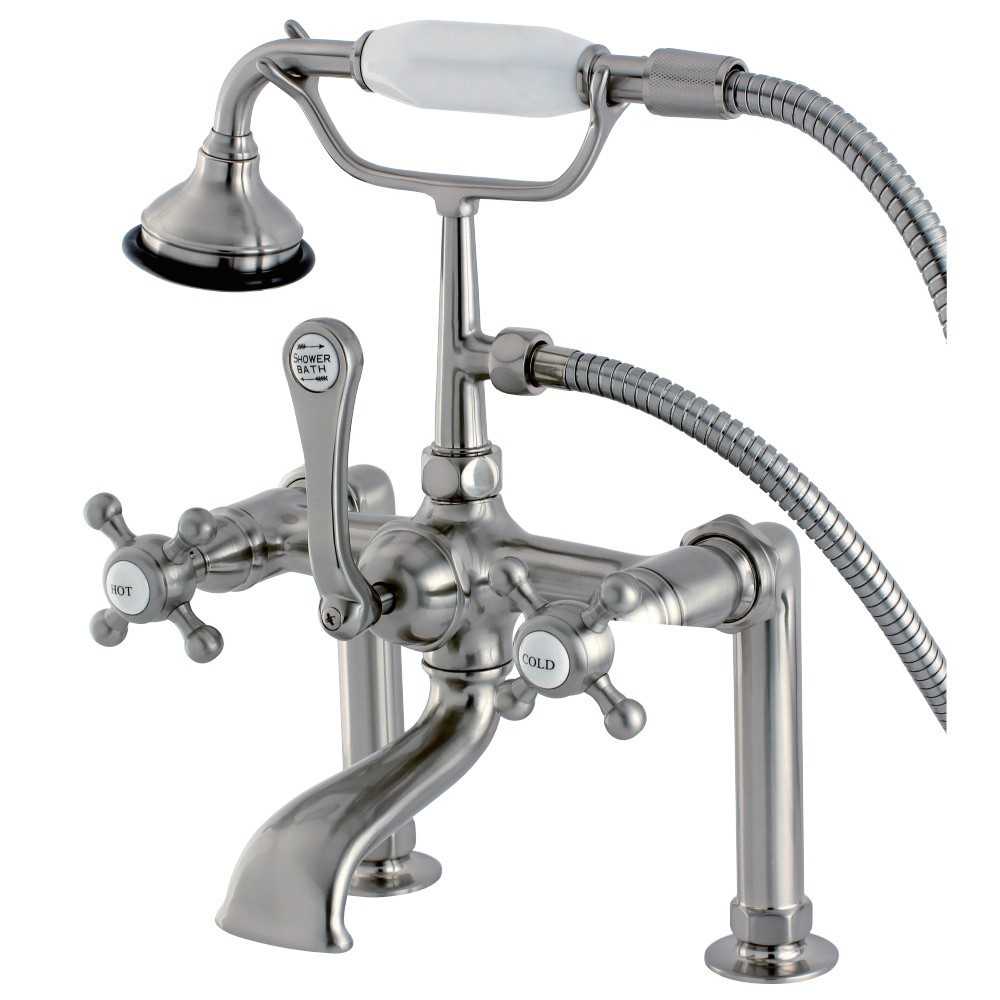 Aqua Vintage English Country Deck Mount Clawfoot Tub Faucet, Brushed Nickel Aqua Vintage English Country Deck Mount Clawfoot Tub Faucet, Brushed Nickel