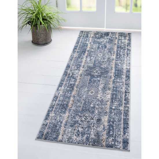 Rug Unique Loom Portland Blue Runner 2' 2 x 12' 0