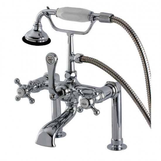 Aqua Vintage English Country Deck Mount Clawfoot Tub Faucet, Polished Chrome