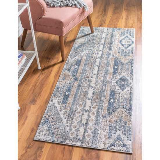 Rug Unique Loom Portland Navy Blue Runner 2' 2 x 12' 0