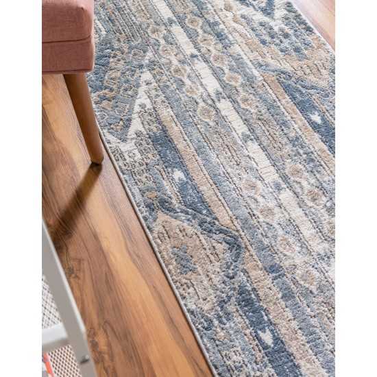 Rug Unique Loom Portland Navy Blue Runner 2' 2 x 12' 0
