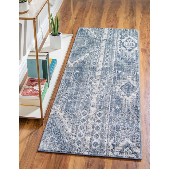 Rug Unique Loom Portland Blue Runner 2' 2 x 12' 0