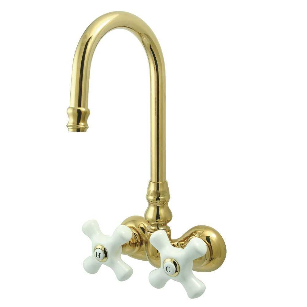 Kingston Brass Vintage 3-3/8-Inch Wall Mount Tub Faucet, Polished Brass