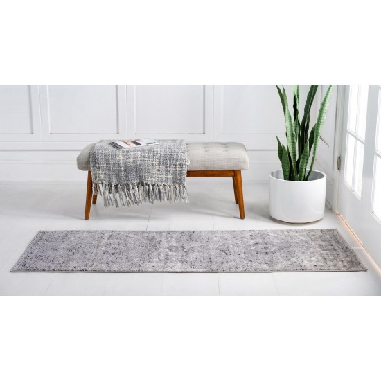 Rug Unique Loom Portland Light Gray Runner 2' 2 x 8' 0