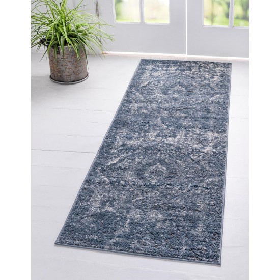 Rug Unique Loom Portland Blue Runner 2' 2 x 8' 0