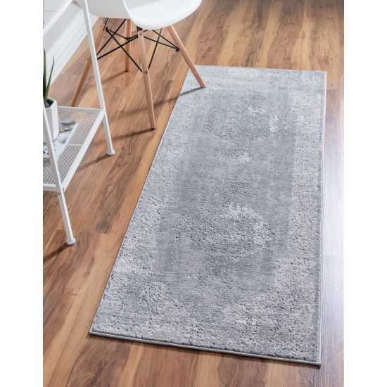 Rug Unique Loom Portland Light Gray Runner 2' 2 x 8' 0