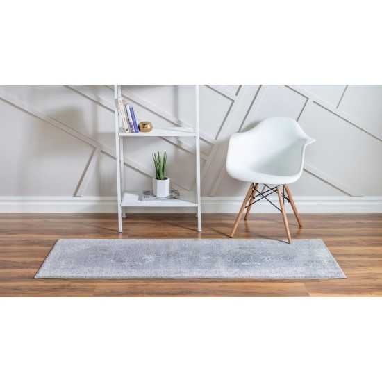 Rug Unique Loom Portland Light Gray Runner 2' 2 x 8' 0