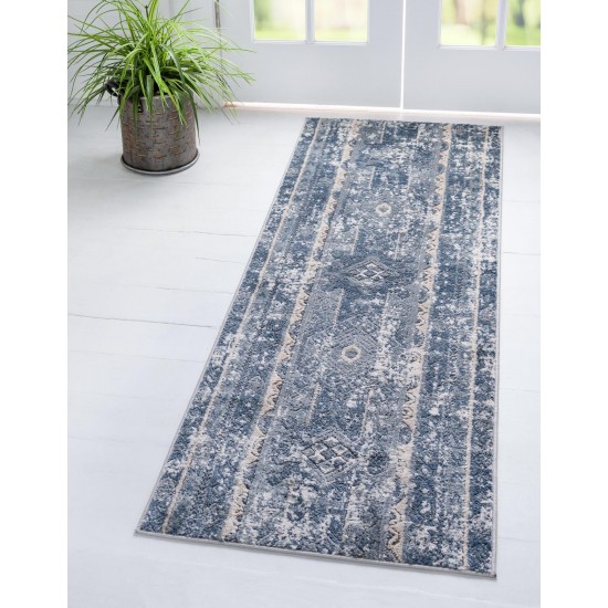 Rug Unique Loom Portland Blue Runner 2' 2 x 8' 0