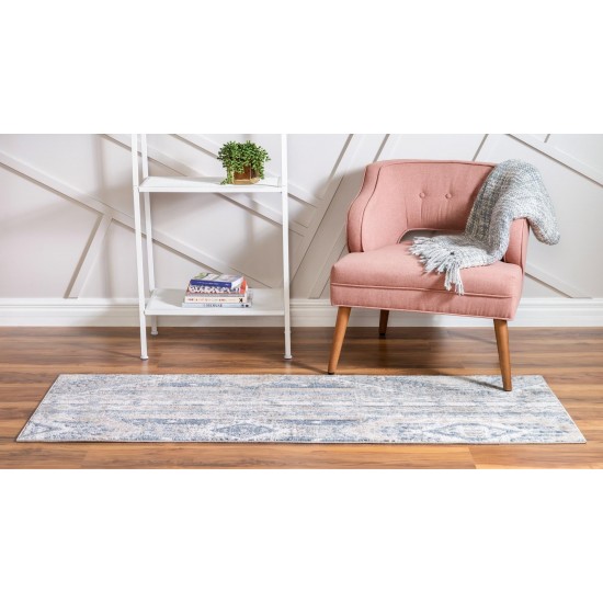 Rug Unique Loom Portland Navy Blue Runner 2' 2 x 8' 0