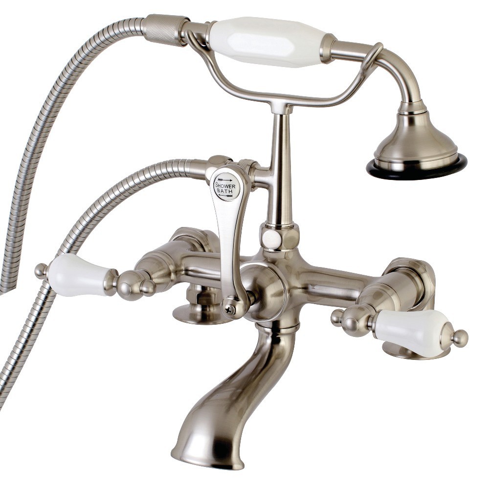 Aqua Vintage Vintage 7-Inch Tub Faucet with Hand Shower, Brushed Nickel