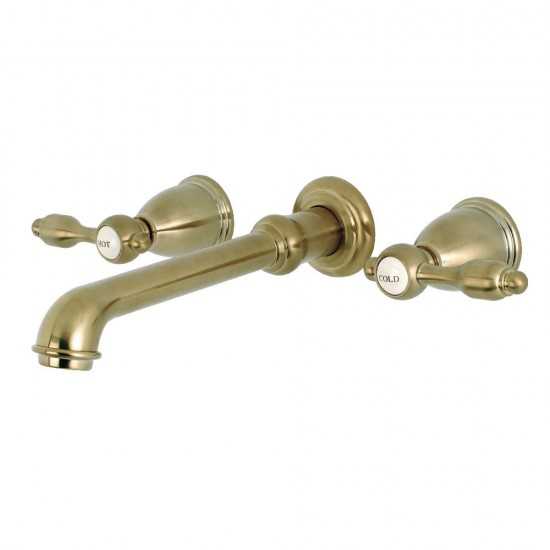 Kingston Brass Tudor 2-Handle Wall Mount Roman Tub Faucet, Brushed Brass