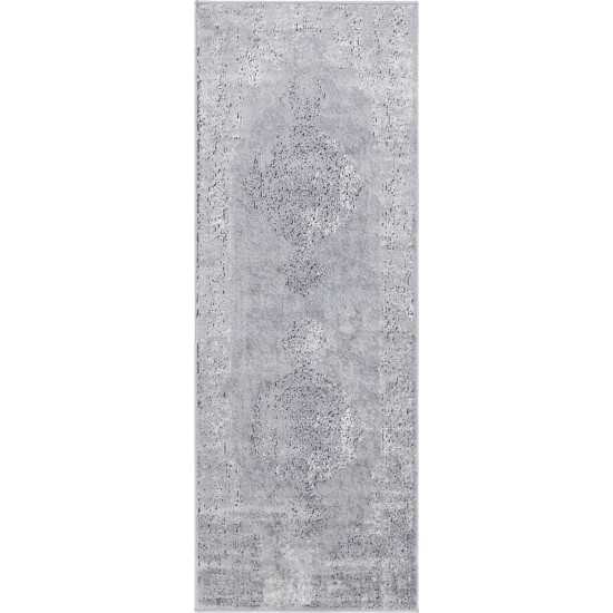 Rug Unique Loom Portland Light Gray Runner 2' 2 x 6' 0